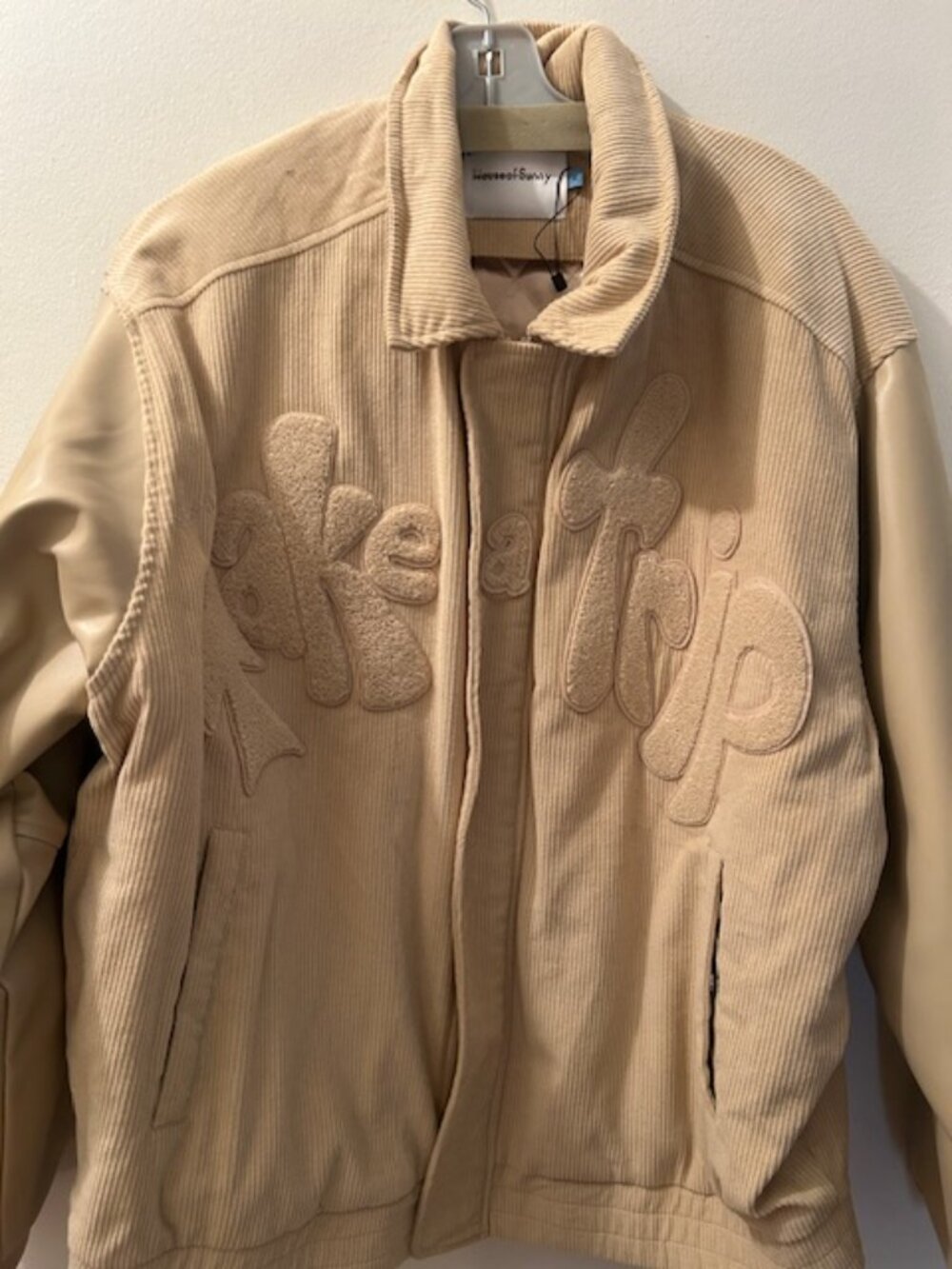 Free People House of Sunny Take a Trip Stone Tan Cord Quilt Bomber Jacket NEW - Picture 7 of 16